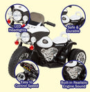 Children's Black 3-Wheel Electric Police Motorcycle with Headlights and Decals Magic Cars 1