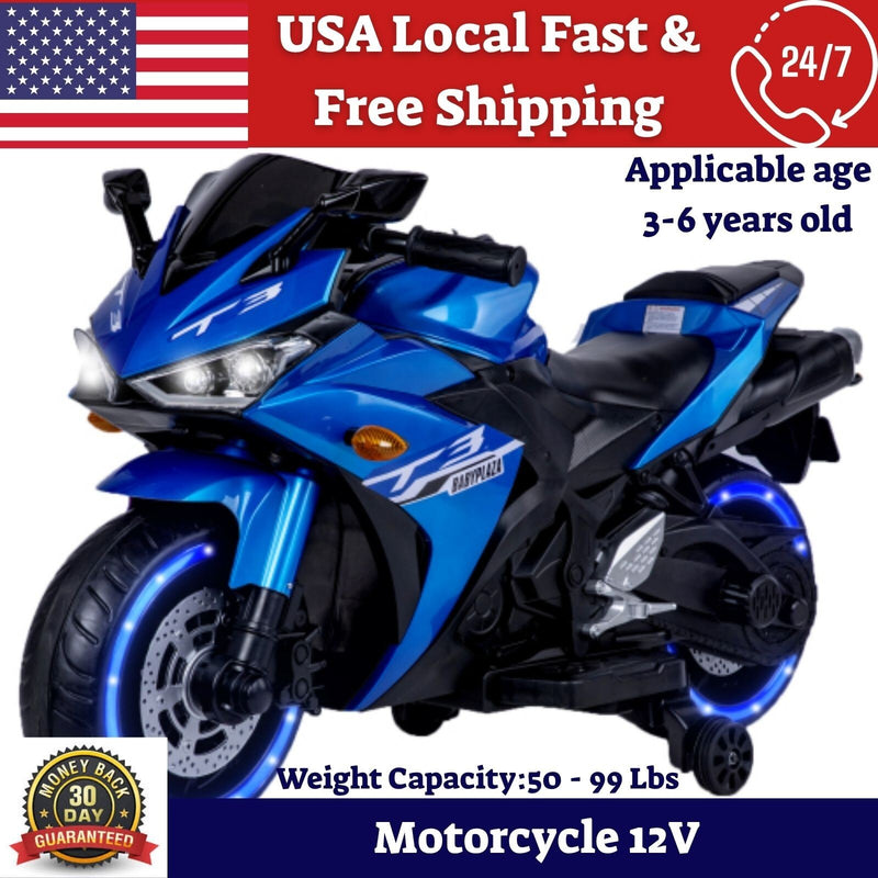 12V Electric Kids Ride-On Motorcycle with Training Wheels and Lights Magic Cars 1