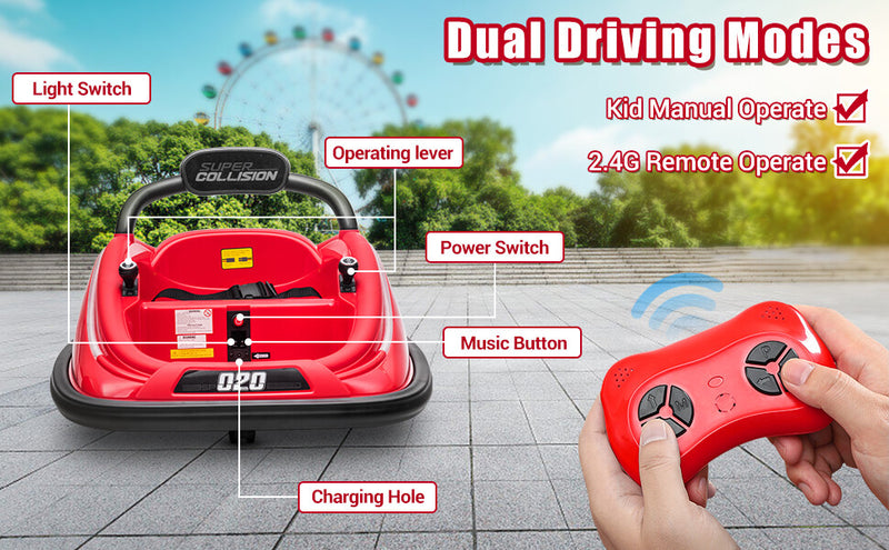 Electric Kids Ride-On Bumper Car with 360° Spin, Remote Control, and LED Lights Magic Cars 11
