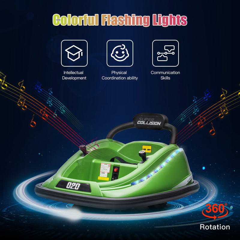 Electric Kids Ride-On Bumper Car with Remote Control and 360-Degree Rotation Green Magic Cars 4
