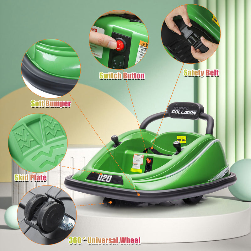 Electric Kids Ride-On Bumper Car with Remote Control and 360-Degree Rotation Green Magic Cars 6