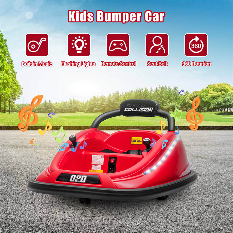 Electric Kids Ride-On Bumper Car with Remote Control and 360° Rotation - Red Magic Cars 3