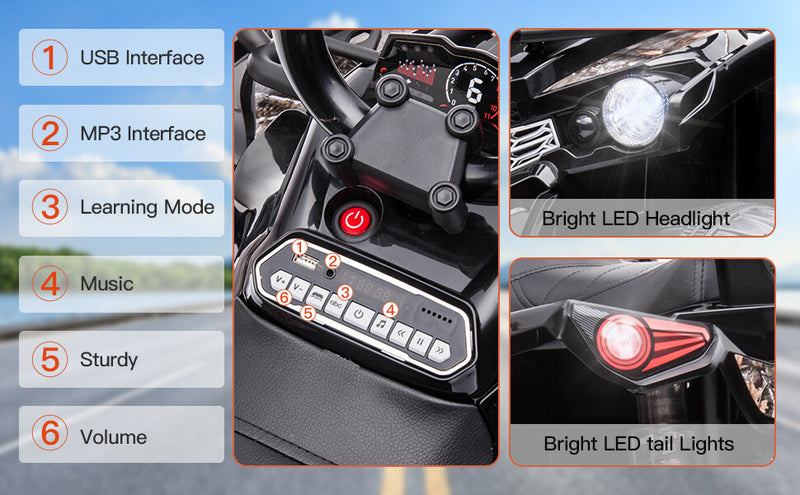 12V Kids Electric Ride-On ATV Car with 4 Wheels, MP3 Player, and Lights Magic Cars 12