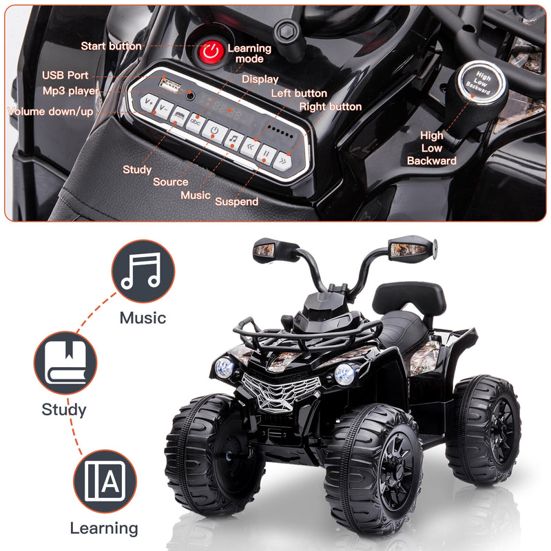 12V Kids Electric Ride-On ATV Car with 4 Wheels, MP3 Player, and Lights Magic Cars 2