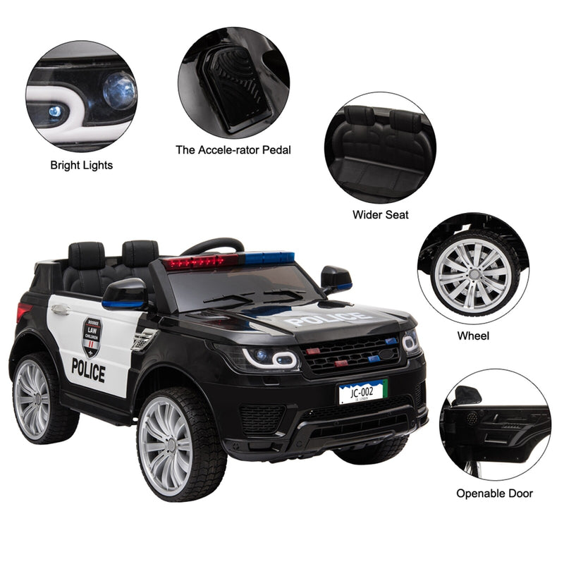 Kids Electric Ride On Police Car 12V Battery with Parental Remote Control Magic Cars 8