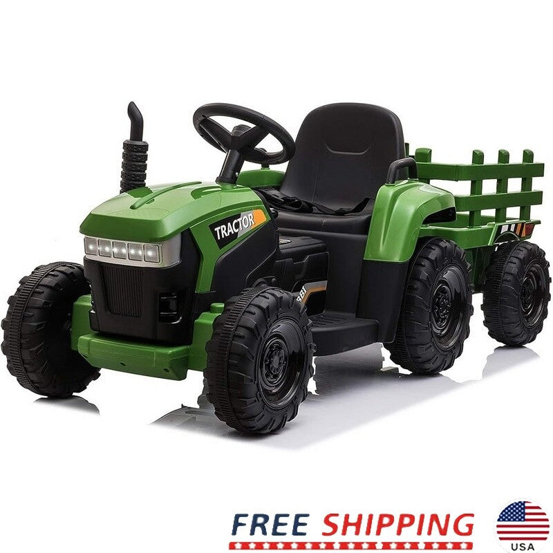 12V Battery-Powered Kids Electric Ride-On Tractor with Trailer and LED Lights Magic Cars Variant 0