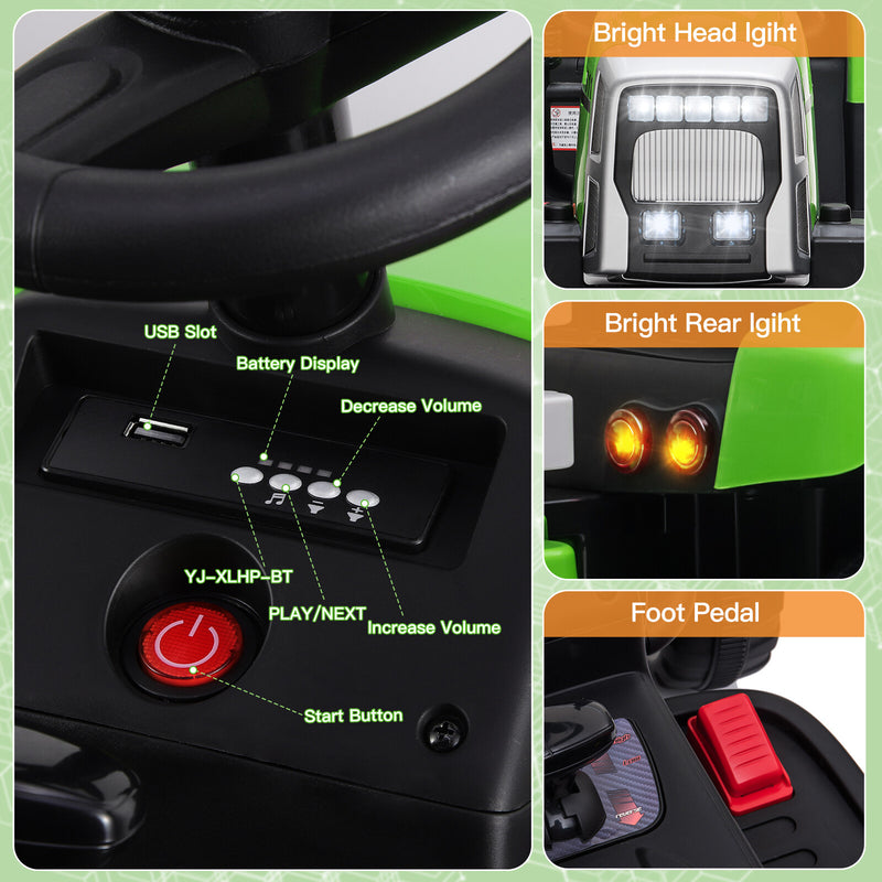 12V Battery-Powered Kids Electric Ride-On Tractor with Trailer and Remote Control Toy Magic Cars 4