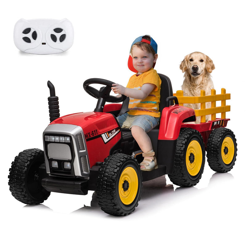 12V Electric Ride-On Tractor with Trailer and Remote Control for Kids Magic Cars 0