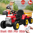 12V Battery-Powered Kids Electric Ride-On Tractor with Trailer and Remote Control Toy Car Magic Cars 1