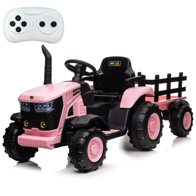 12V Battery-Powered Electric Ride-On Tractor with Trailer for Kids Magic Cars 6