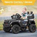 12V Electric Ride-On Truck for Kids with Remote Control, Black Battery-Powered Car Magic Cars 5