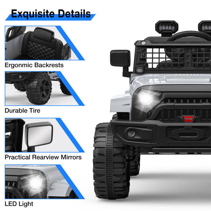 12V Electric Kids Ride-On Truck Toy with Remote Control Grey Battery-Powered Car Magic Cars 1