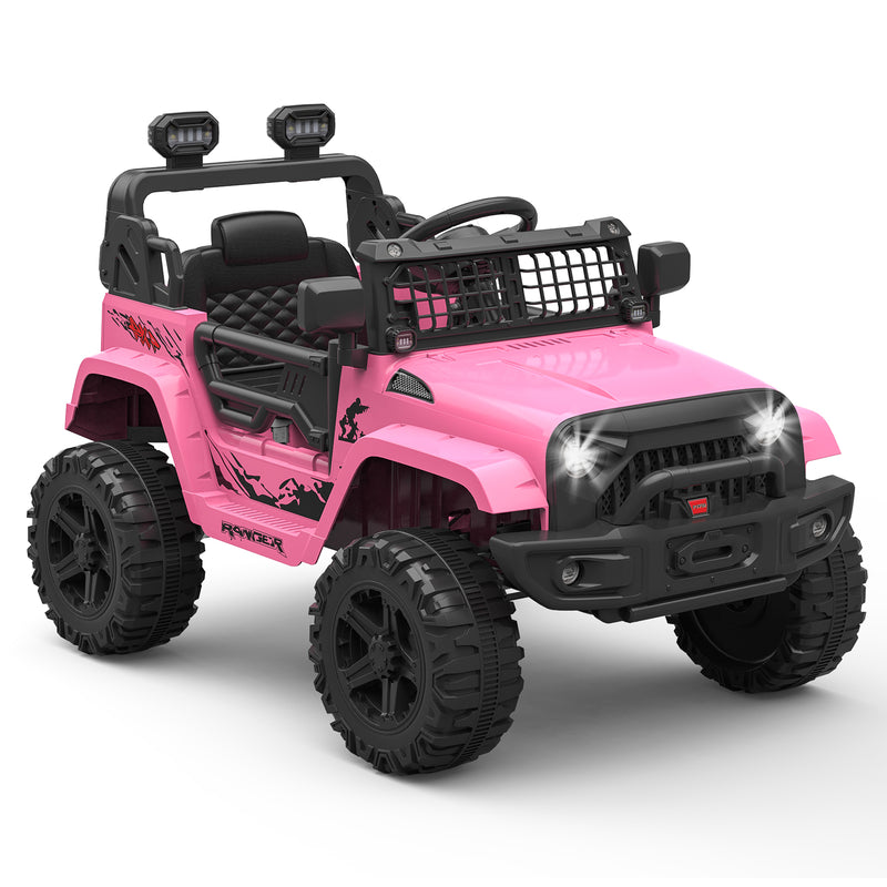 12V Pink Kids Electric Ride-On Truck with Remote Control Battery Powered Car Magic Cars 4