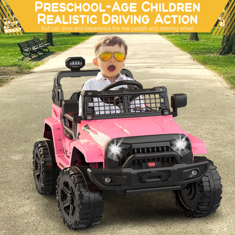 12V Pink Kids Electric Ride-On Truck with Remote Control Battery Powered Car Magic Cars 6