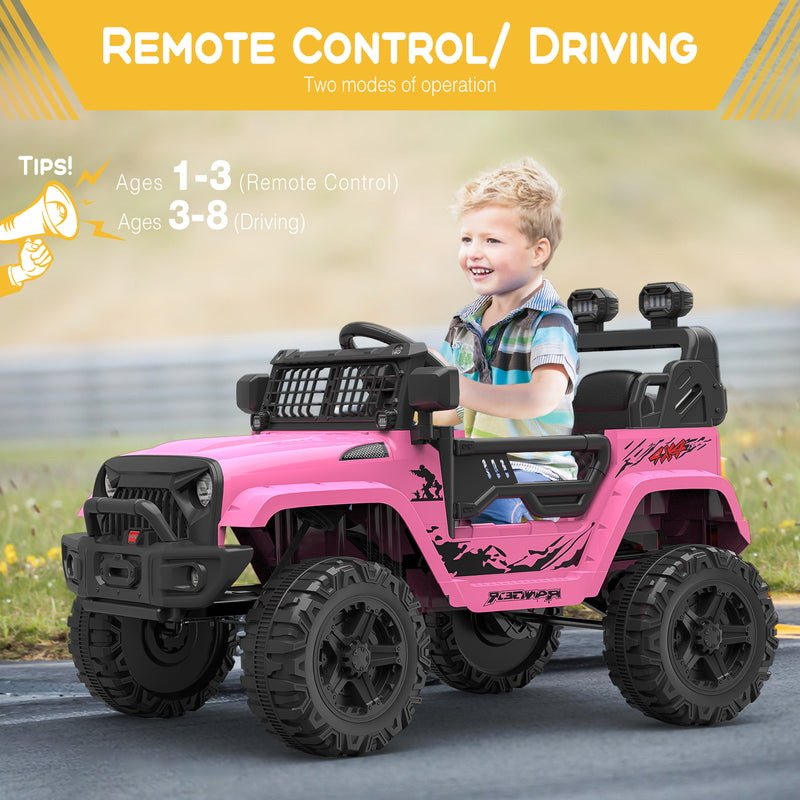12V Pink Kids Electric Ride-On Truck with Remote Control Battery Powered Car Magic Cars 7
