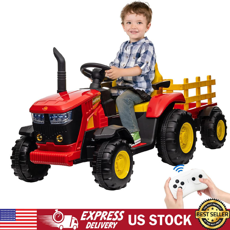 12V Battery-Powered Electric Ride-On Tractor with Detachable Trailer for Kids Magic Cars Variant 0