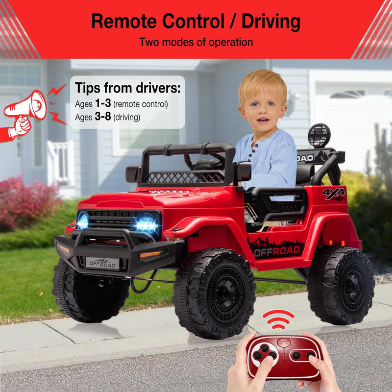12V Kids Electric Ride-On Truck Car with LED Lights and Remote Control, 3 Speed Settings Toy Magic Cars 1