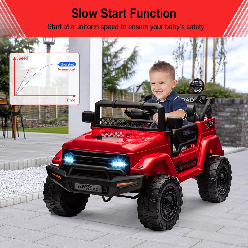 12V Kids Electric Ride-On Truck Car with LED Lights and Remote Control, 3 Speed Settings Toy Magic Cars 4