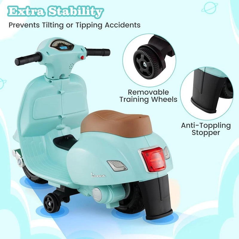 Kids Electric Vespa Motorcycle with Training Wheels and Realistic Design Magic Cars 1