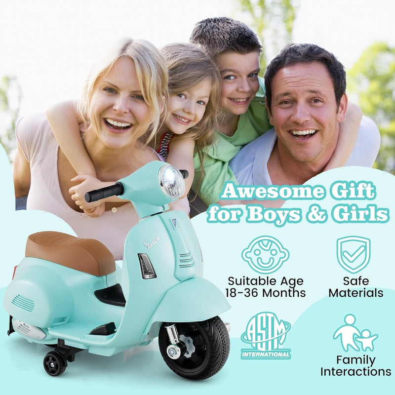 Kids Electric Vespa Motorcycle with Training Wheels and Realistic Design Magic Cars 3