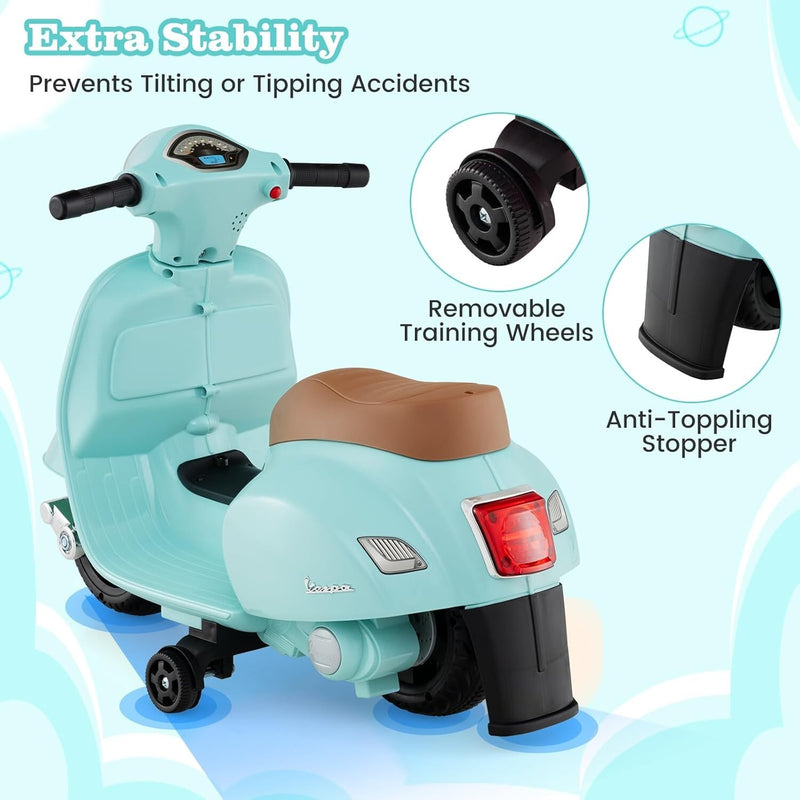 Kids Electric Vespa Motorcycle with Training Wheels and Realistic Design Magic Cars 8