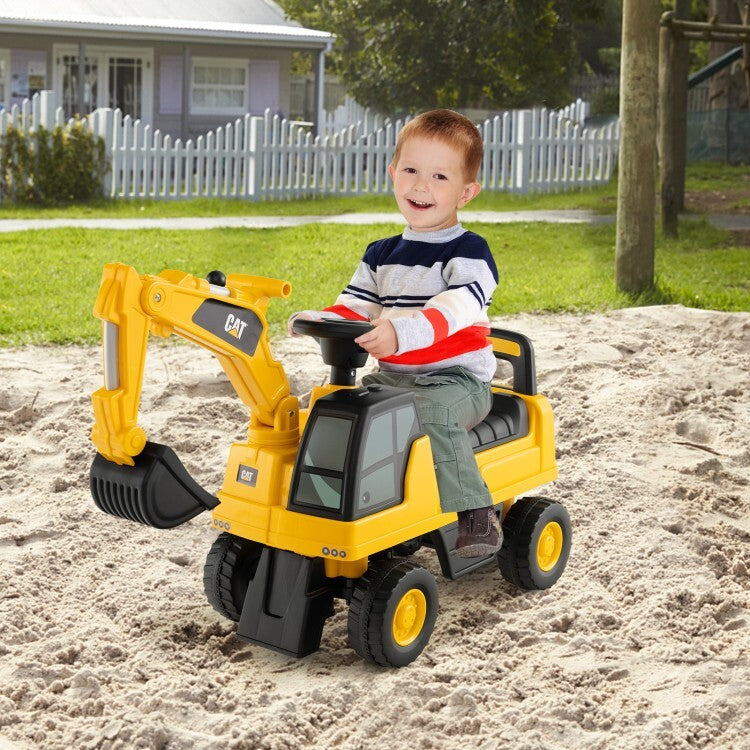Toddler Ride-On Excavator Digger Toy with Hidden Storage Space Magic Cars 1