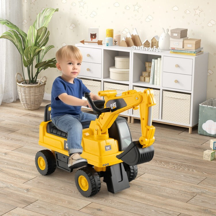 Toddler Ride-On Excavator Digger Toy with Hidden Storage Space Magic Cars 3