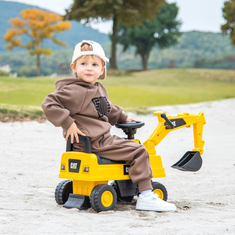 Toddler Ride-On Excavator Digger Toy with Hidden Storage Space Magic Cars 9