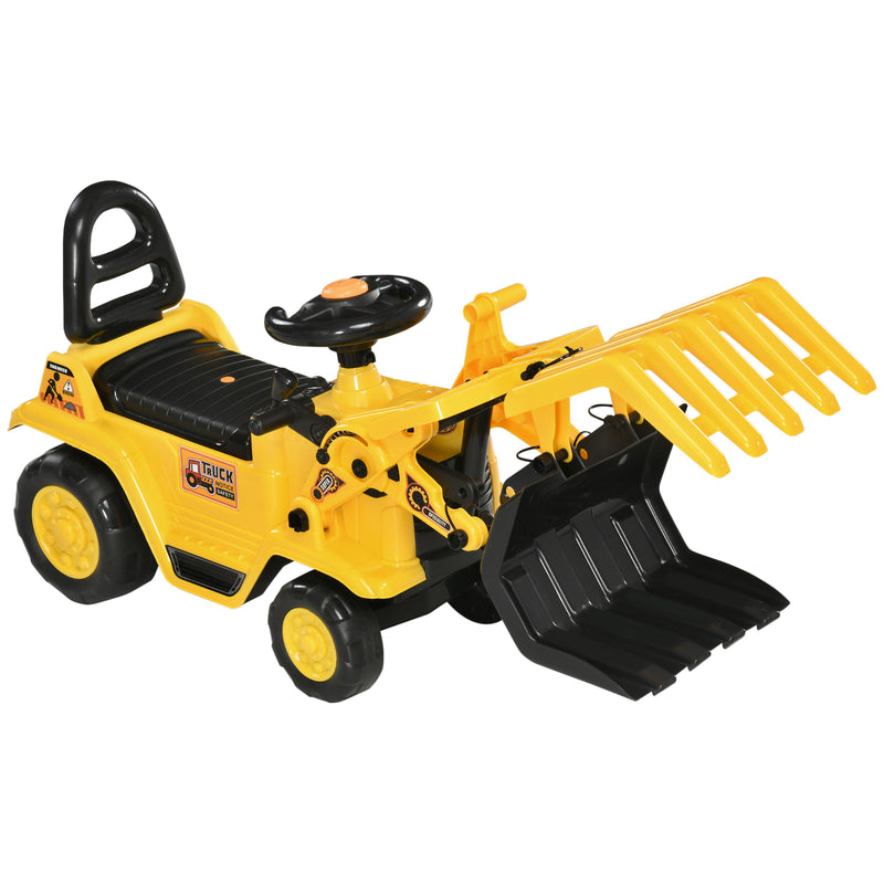 Kids Ride-On Excavator with Pull Cart and Sound Effects, Sit-and-Scoot Digger Toy Magic Cars Variant 0
