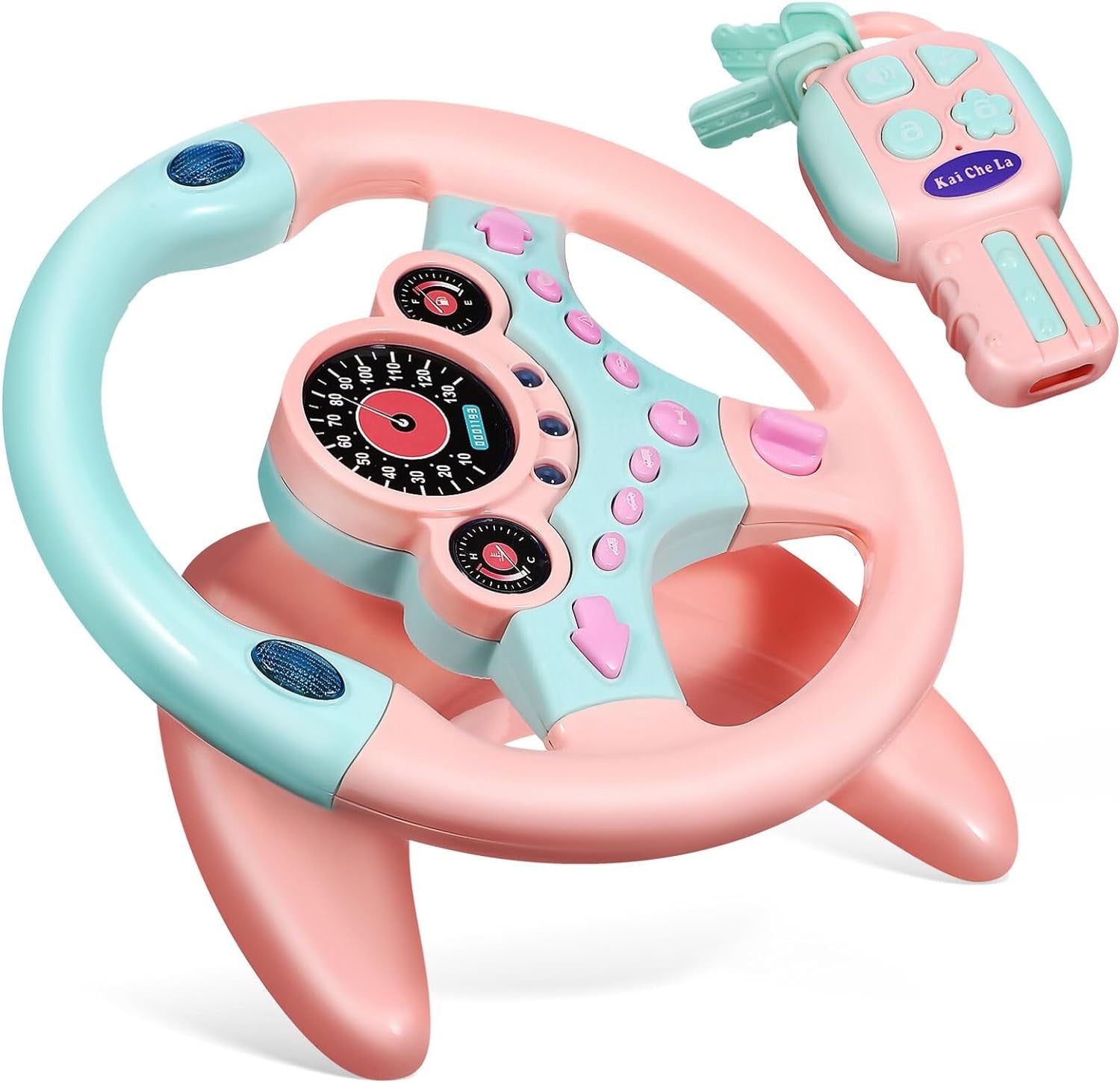 Kids Backseat Car Key Toy with Simulated Driving, Lights, and Music fo