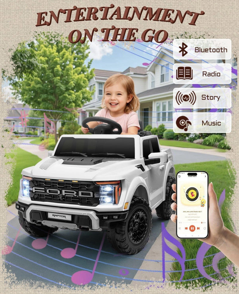 Remote Ride On Trucks 12V Electric Kids Ride-On Truck with Remote Control and Bluetooth Conn