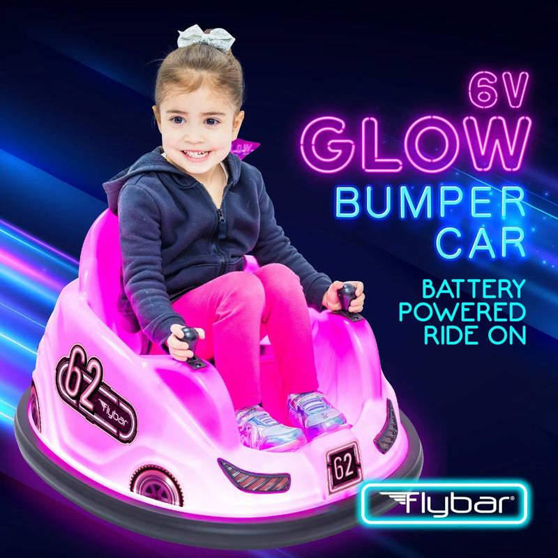 6V Battery-Powered Kids Glow Bumper Ride-On Car with 3 Light Patterns for Ages 1.5+ Magic Cars 1