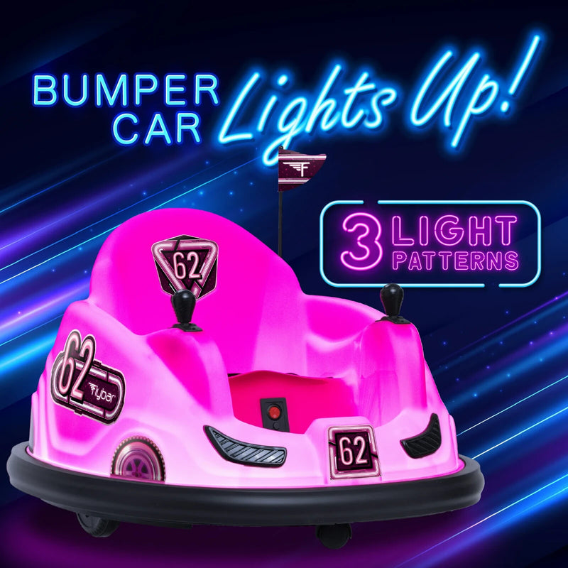 6V Battery-Powered Kids Glow Bumper Ride-On Car with 3 Light Patterns for Ages 1.5+ Magic Cars 2