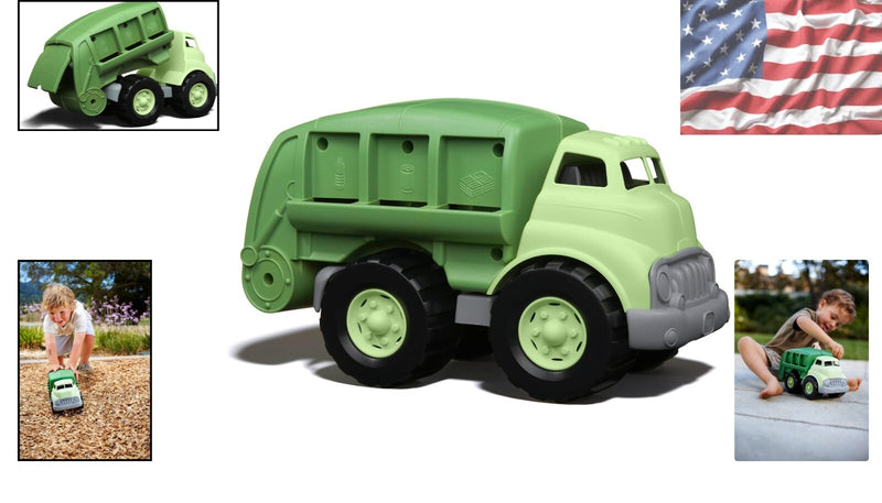 Kids Green Recycling Truck Phthalate-Free Toy Promoting Motor Skills and Fun Magic Cars 1