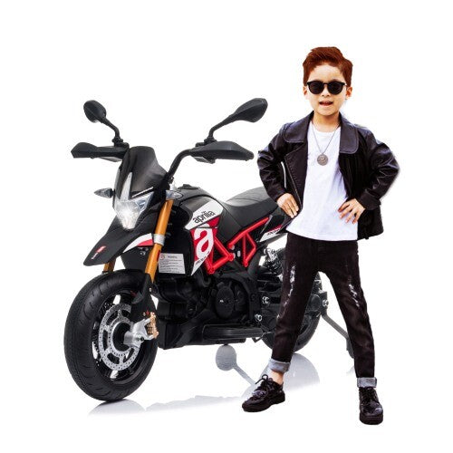 12V Electric Ride-On Dirt Motorcycle for Kids with 4 Wheels, Black and