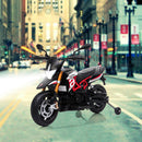 12V Electric Ride-On Dirt Motorcycle for Kids with 4 Wheels, Black and Red Magic Cars 1