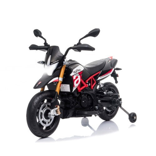 12V Electric Ride-On Dirt Motorcycle for Kids with 4 Wheels, Black and Red Magic Cars 4