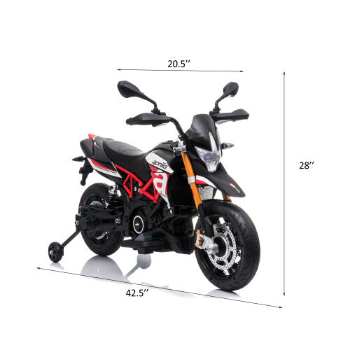 12V Electric Ride-On Dirt Motorcycle for Kids with 4 Wheels, Black and Red Magic Cars 5