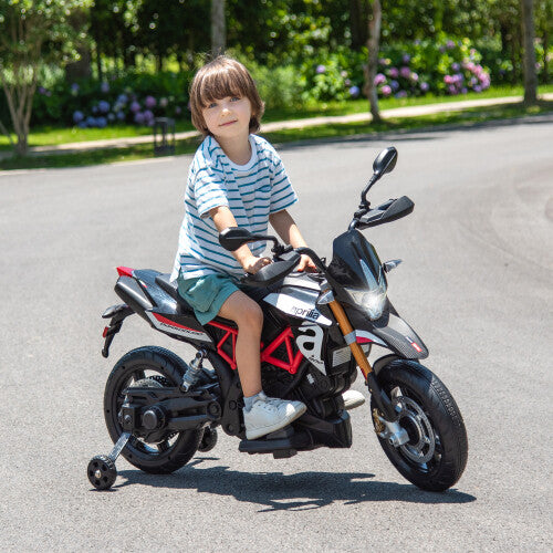 Licensed Kids 6V Electric Ride-On Dirt Motorcycle with 4 Wheels in Black and Red Magic Cars 9