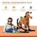 Deluxe Metal Kids Ride-On Rocking Horse Chair Toy with Sounds Dark Brown Magic Cars 2