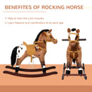 Deluxe Metal Kids Ride-On Rocking Horse Chair Toy with Sounds Dark Brown Magic Cars 3