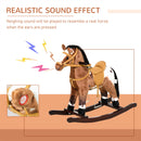 Deluxe Metal Kids Ride-On Rocking Horse Chair Toy with Sounds Dark Brown Magic Cars 4
