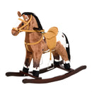 Deluxe Metal Kids Ride-On Rocking Horse Chair Toy with Sound Dark Brown Magic Cars 0