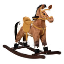 Deluxe Metal Kids Ride-On Rocking Horse Chair Toy with Sound Dark Brown Magic Cars 11