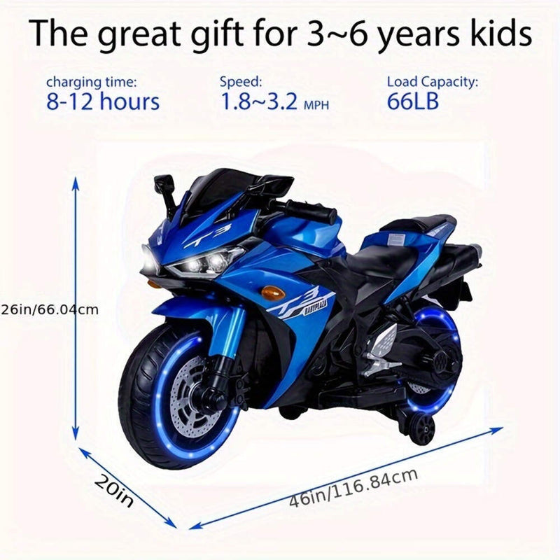 12V Electric Kids Motorcycle for Boys and Girls Ages 3-6 with Rechargeable Battery Magic Cars 17