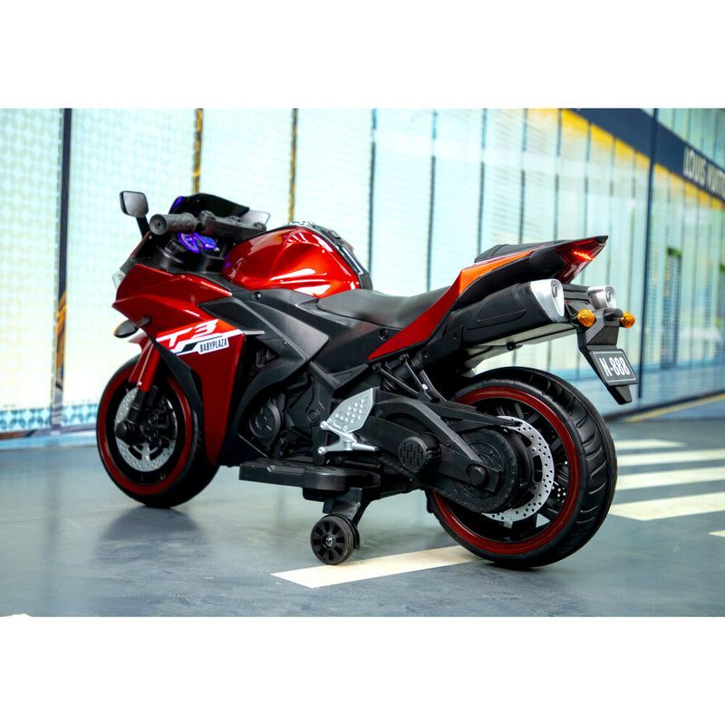 12V Kids Electric Ride-On Motorcycle with Training Wheels and Manual Throttle Magic Cars 9