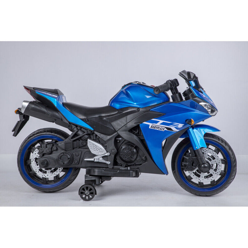 12V Kids Ride-On Motorcycle Toy with Training Wheels, Lighting, and Manual Throttle for Boys Magic Cars 23