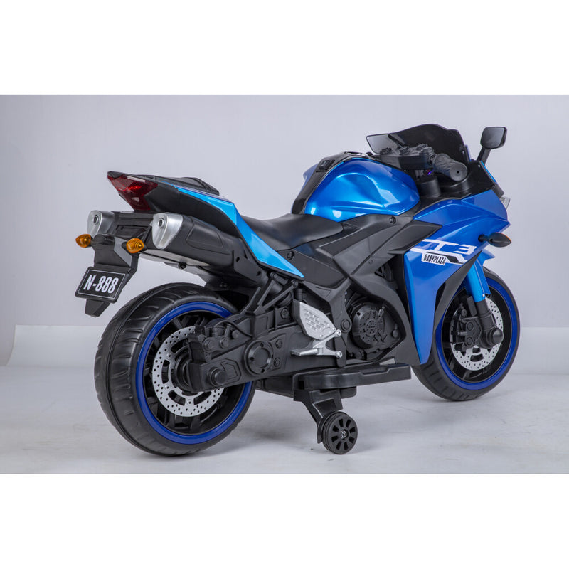 12V Kids Ride-On Motorcycle Toy with Training Wheels, Lighting, and Manual Throttle for Boys Magic Cars 25
