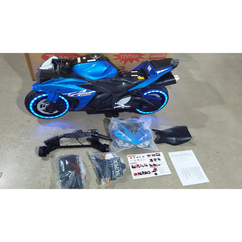 12V Kids Ride-On Motorcycle Toy with Training Wheels, Lighting, and Manual Throttle for Boys Magic Cars 26