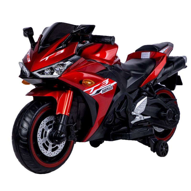 12V Kids Ride-On Motorcycle Toy with Training Wheels, Lighting, and Manual Throttle for Boys Magic Cars 29